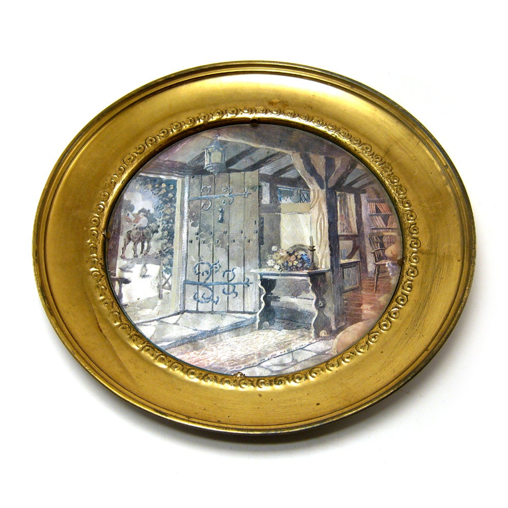 Vintage framed art print brass frame wall art ornate wall