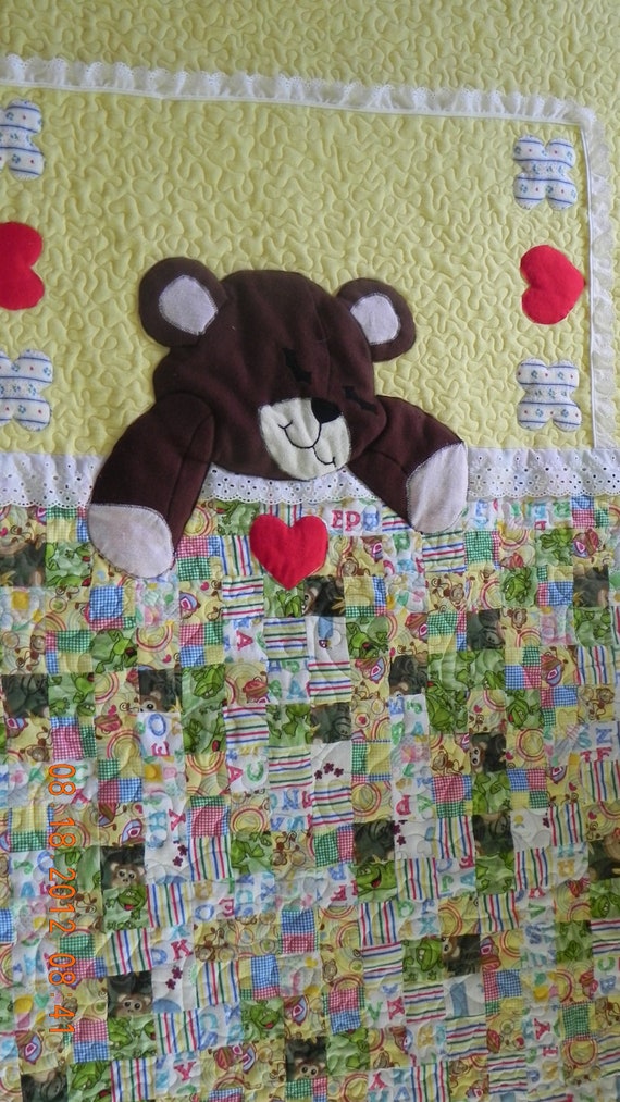 Teddy Bear Flannel Baby Quilt by BOAQuiltedMemories on Etsy