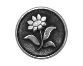 3 Little Flower 5/8 inch ( 15 mm ) Metal Buttons Silver Color