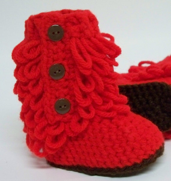 Red Furry Boots Baby Furry Boots Red Baby Dress Shoes