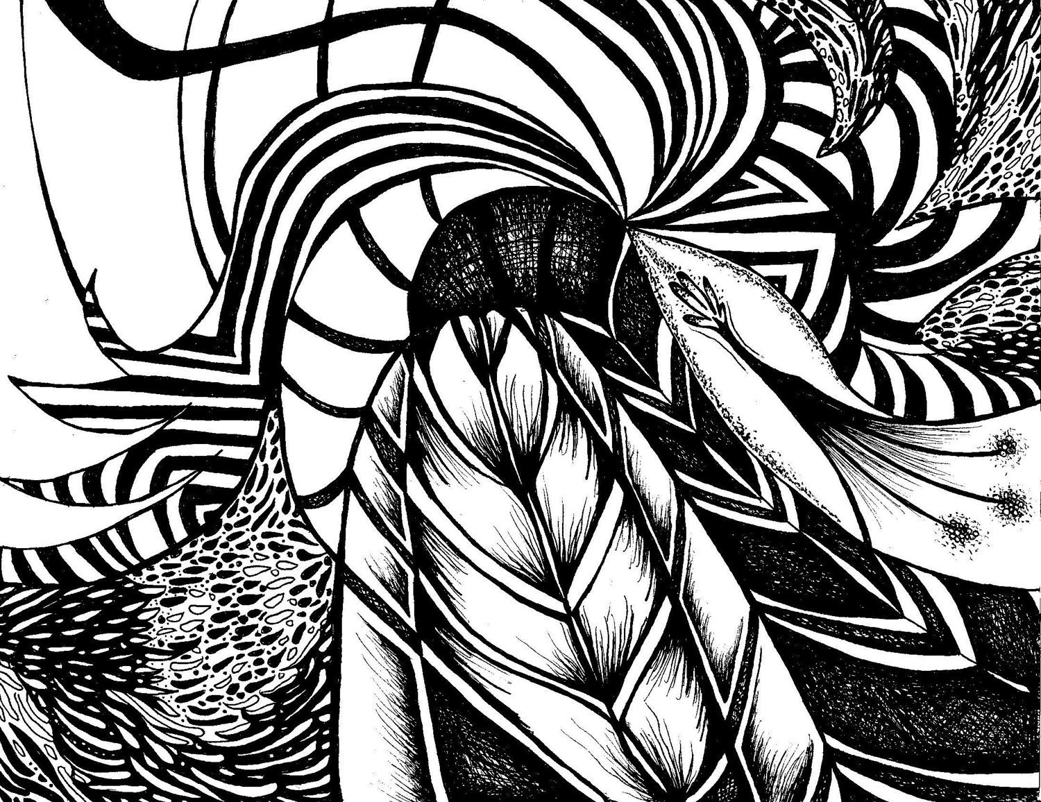 Black+And+White+Sketches+Art The Woodland Witch Black and white psychedelic nature by InColour