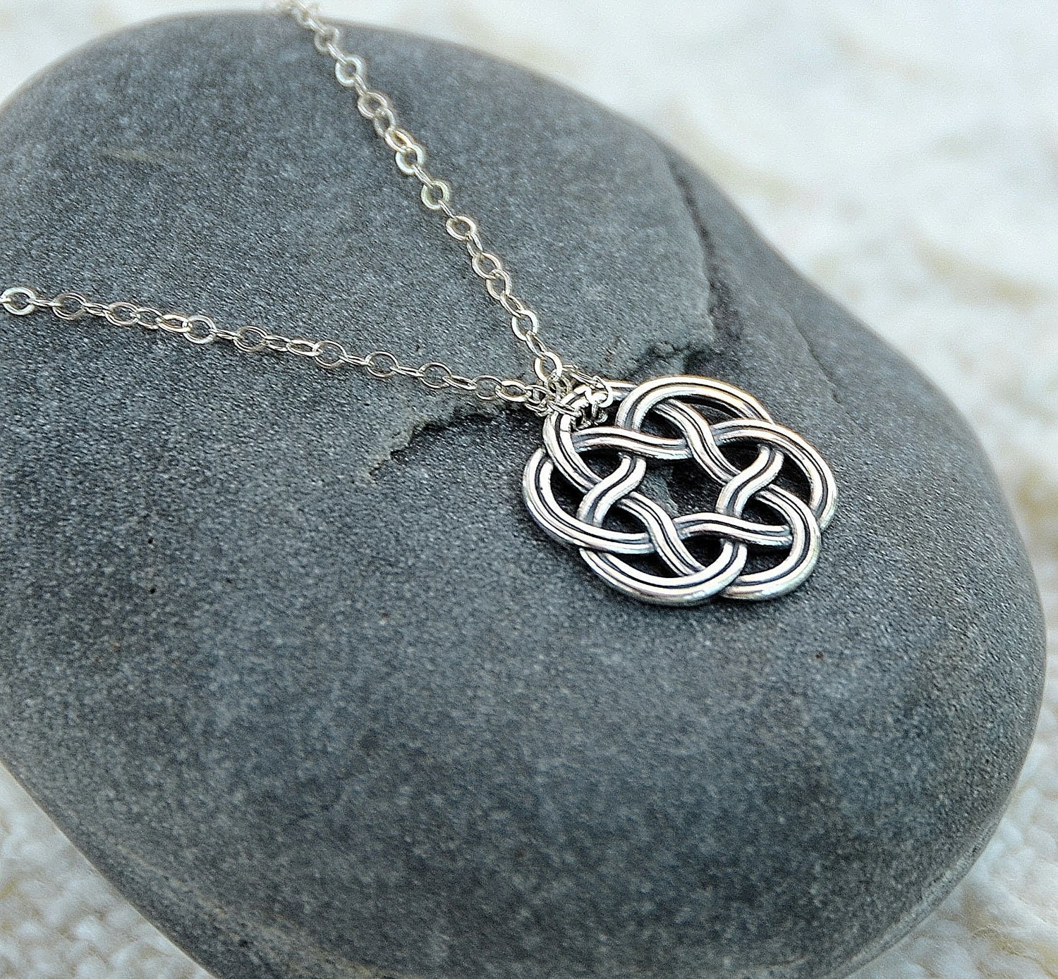 All Sterling Silver Celtic Necklace Celtic Jewelry Celtic