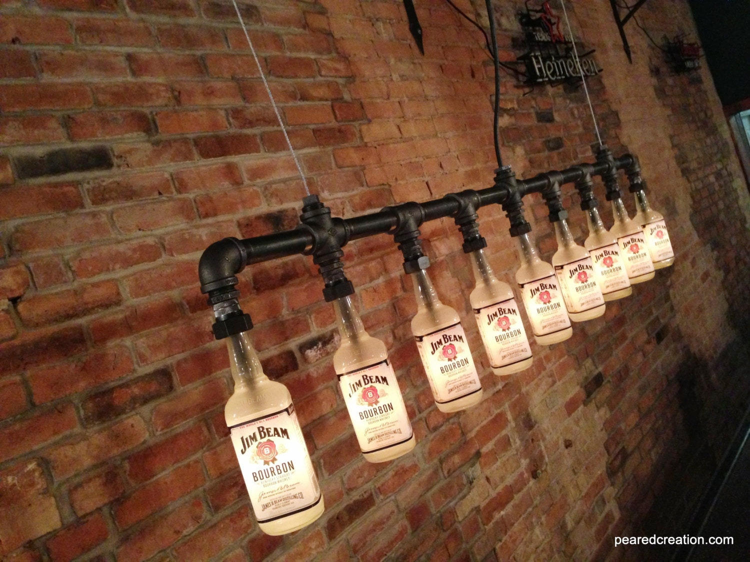 Industrial Style Bottle Lamp Jim Beam Chandelier Steampunk