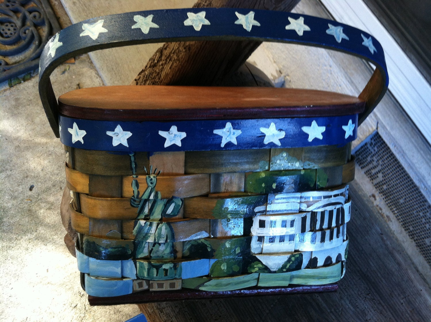 Basket Purse Hand Painted Picnic Basket Purse Mount