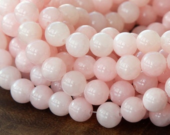 Mountain Jade Beads, Blush Pink, 8mm Round - 15 Inch Strand - eMJR-A01-8