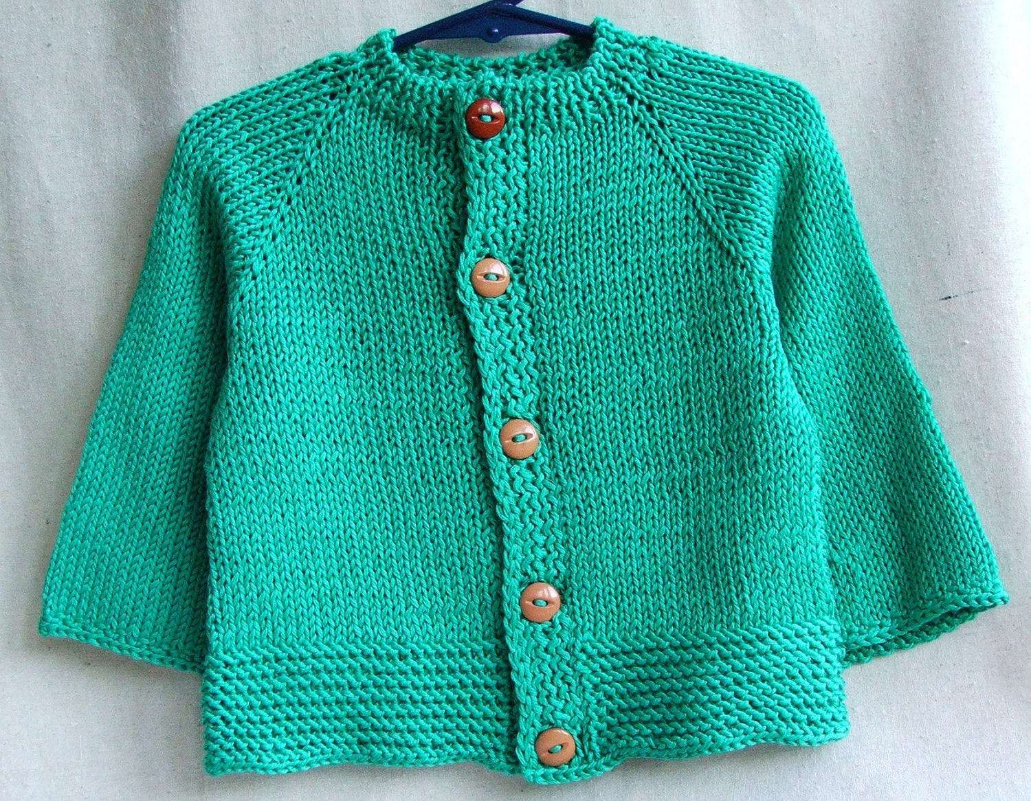 Green Cotton Cardigan  Baby Boy  Sweater Knitted From 100 