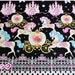 Harajuku Dolls Fabric / MAGICAL CAROUSEL Pony Print Japanese Fabric Black - 50cm x 110cm