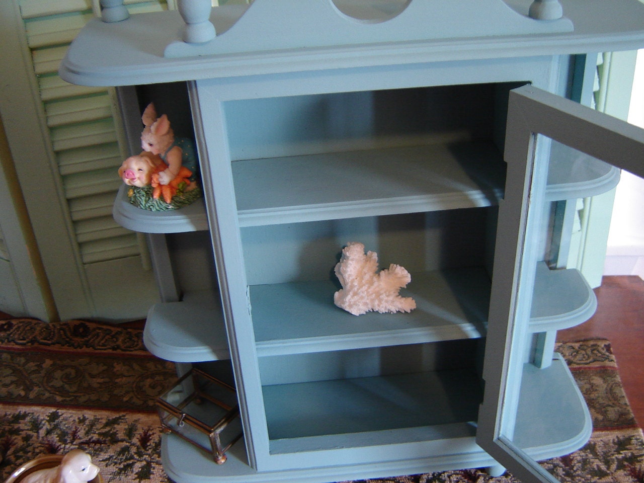 Vintage handpainted curio wall shelf