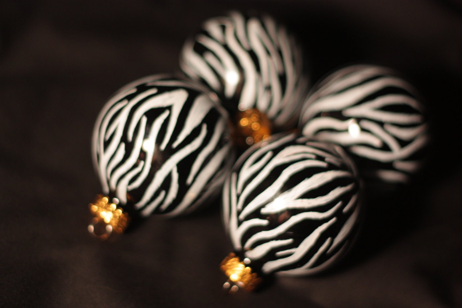 Black & Hot Pink Zebra Ornaments