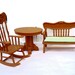 Vintage Doll House Furniture Rocking chair table bench 1970s