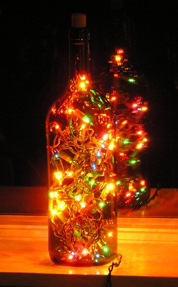 large green wine bottle light with multi colored by vtbrownjs large green wine bottle light with multi colored by vtbrownjs