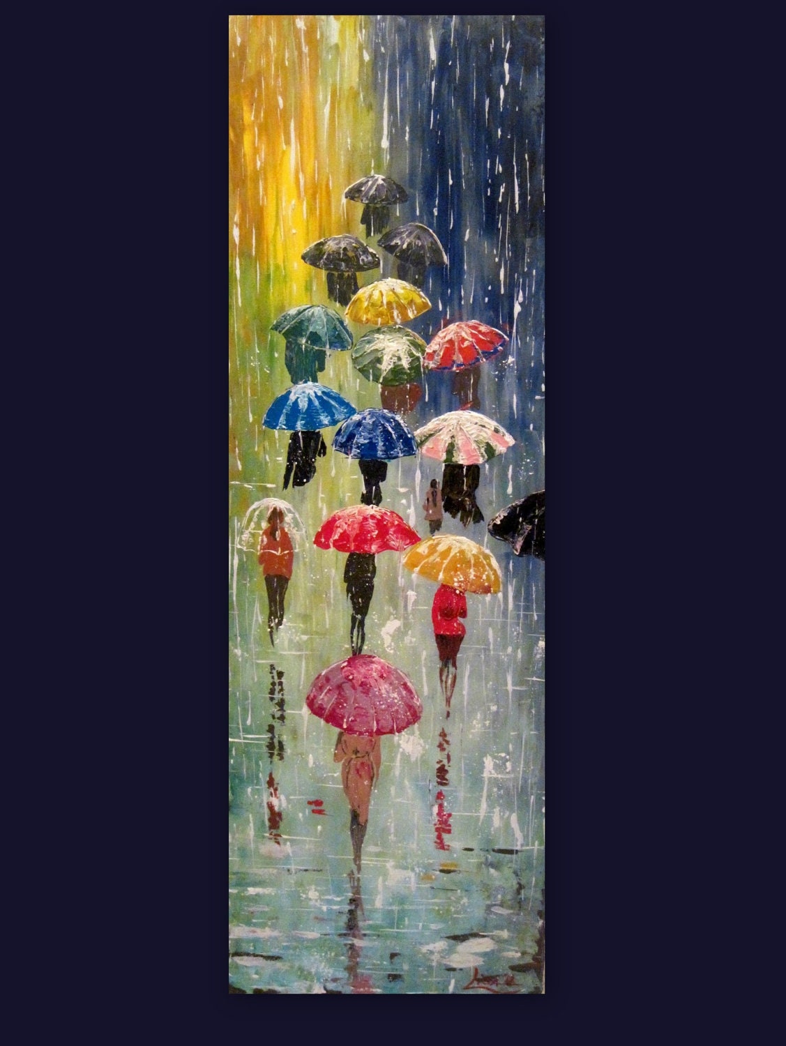 Original Painting Umbrellas X Acrylic Rain