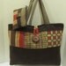 Red and Brown Pieced Handbag, Tote, or Laptop Bag with Matching Coin Purse