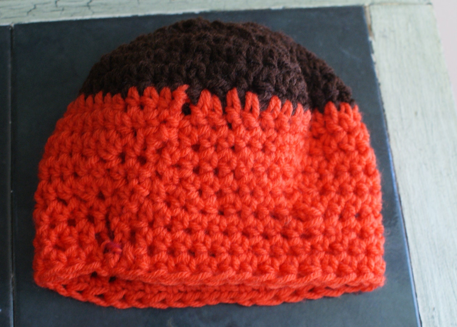 Newborn Baby Hat Brown Skull Cap Autumn Baby Hat by lanacooper