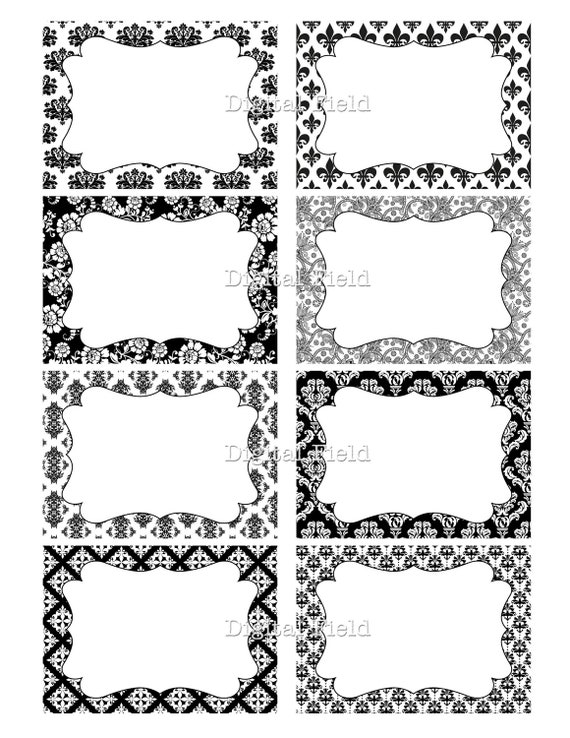 black and white damask floral printable digital journaling