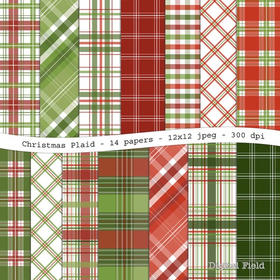 Items similar to Christmas Plaid digital scrapbooking 