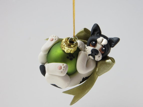 french bulldog christmas ornament polymer clay figurine french bulldog christmas ornament polymer clay figurine