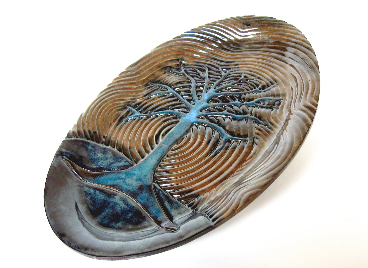 Tree Serving Platter modern ceramic stoneware pottery large