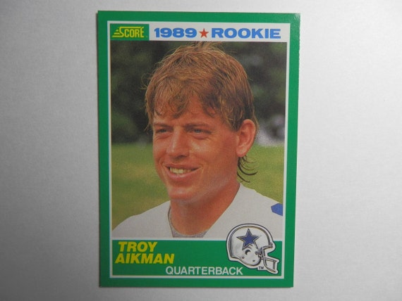 1989 Score Football Troy Aikman Rookie Card by BackYardBlueBirds