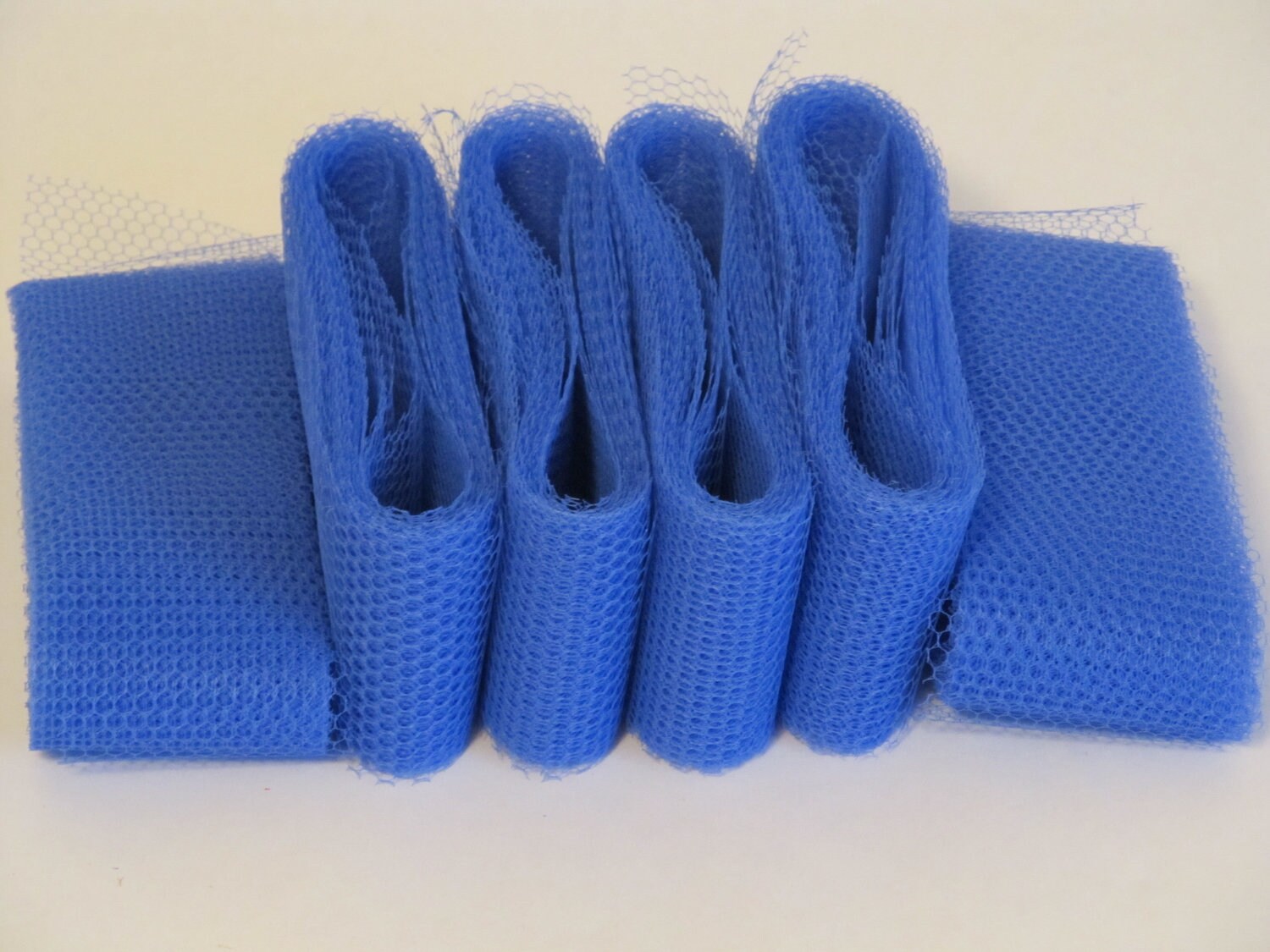 Royal Blue 2 Scrubbie Strips Of Nylon Netting Ready To