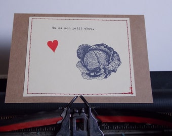 Funny Love Card Tu Es Mon Petit Chou French Card