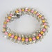 Vintage 1950s One Of A Kind Hand Painted Neon Orange and Pink Rhinestone Bracelet