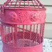 Berry Pink Round Victorian Bird Cage / Wedding Decor / Country French Bird Cage / Hanging Bird Cage
