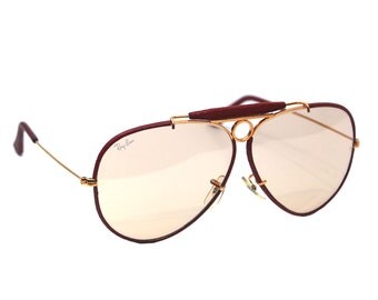 Vintage Ray Ban Bausch and Lomb Leathers Ostrich Tan Changeable 62 mm Shooter Sunglasses