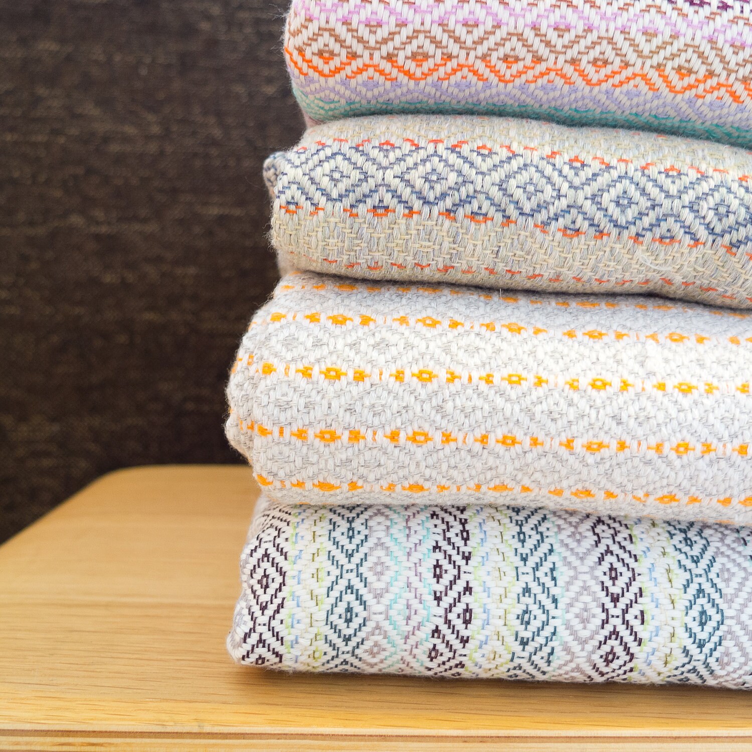 Handwoven throw natural dyed cotton blanket