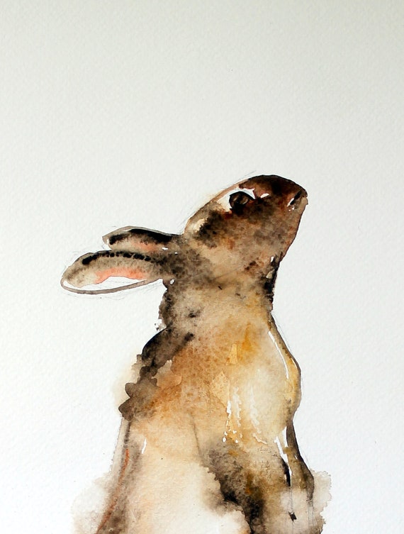 Rabbit watercolor original watercolor painting animal art