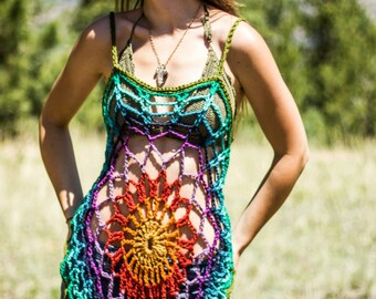 Crochet mandala tunic /dress / swimsuit coverup
