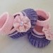 Hand Knitted Baby Booties in Medium Purple and Pink - Ready to Ship