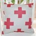 Decorative Pillow Cover - 16x16 Red Gray Modern Pillow - Red Modern Pillow - Swiss Cross Throw Pillow