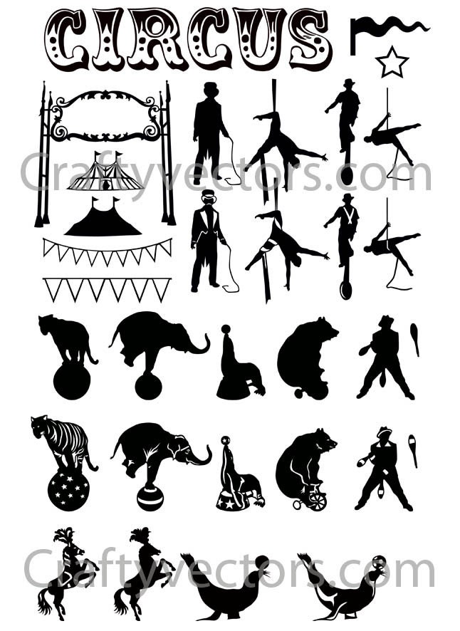 Download Circus Silhouettes Vector File SVG