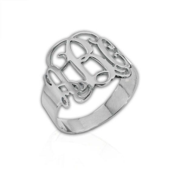 Items similar to Monogram Ring Personalized Monogram Ring in Sterling Silver on Etsy