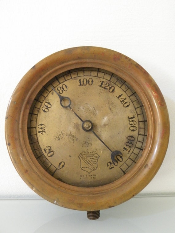 Antique Ashcroft Gauge 200 Pound August 21 1876 by PureHeartland