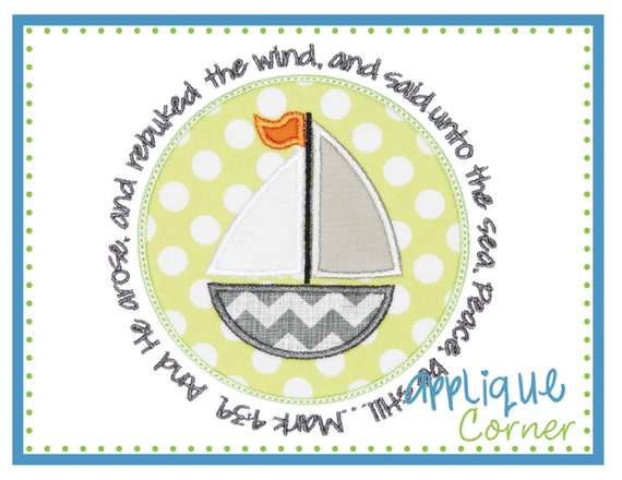 sailboat with bible verse applique digital design for