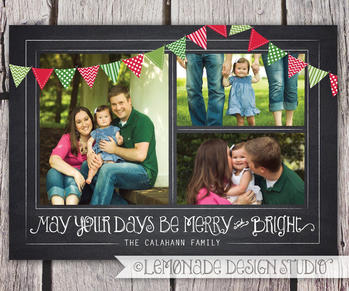 Photo Christmas Card Chalkboard Christmas Card ANY VERSE