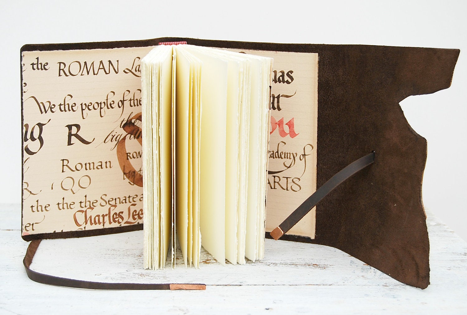 Leather Bound Journal Handmade Louisiana Travel Diary Pen Ink