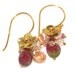 Delicious Watermelon Tourmaline Slice Ethiopian Opal Blush Pearl Bali Gold Vermeil Flower Charm Dangle Earrings Fizz Candy
