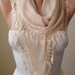 New - Tan - Beige Scarf with Beige Trim Edge - Triangular - Scarf - Shawl