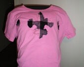 Items similar to Juniors Pink Scoop Neck T-Shirt with Black/Pink ...