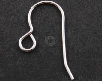 Sterling Silver Ear Wire Round, .028"/ 21GA Round Wire with Backside Loop, 1 Piece, Sold INDIVIDUALLY, Just buy as many you need, (SS/717)