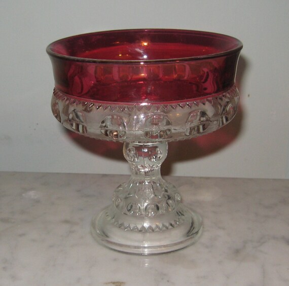 Kings Crown Ruby Flash Lustre Glass Dish/Compote