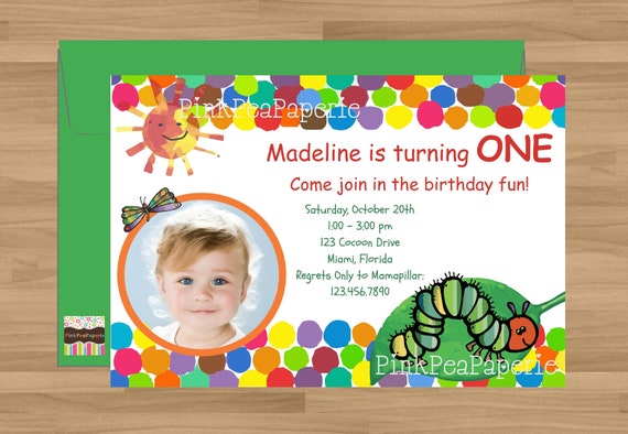 Custom Printable CATERPILLAR Birthday Invitation with Photo Il_570xn