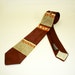 1940s Deco Autumn Leaves Tie Mens Vintage 40s Swing Era Copper Brown Necktie with Orange Fall Leaf Designs by National Shirt Shops