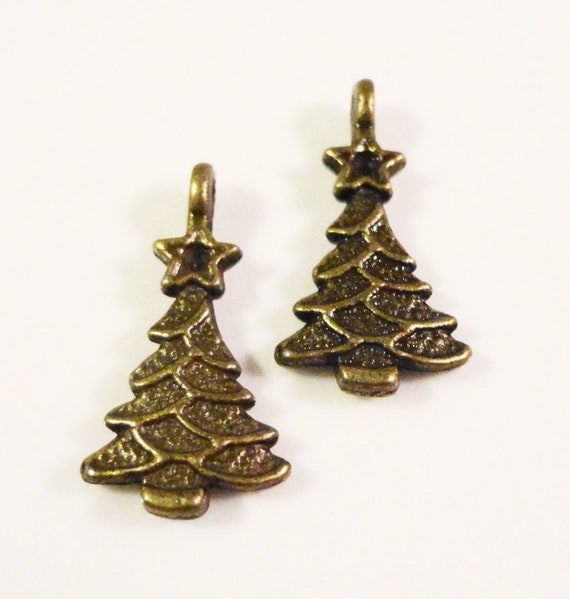christmas tree charms 20x10mm antique brass tone metal christmas tree charms 20x10mm antique brass tone metal