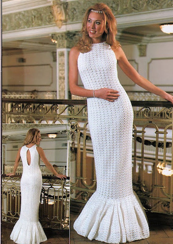 woman crochet wedding dress