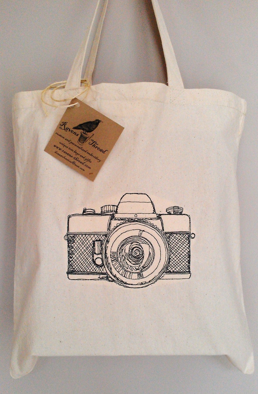 Vintage Camera Tote Bag Personalized Add your own text