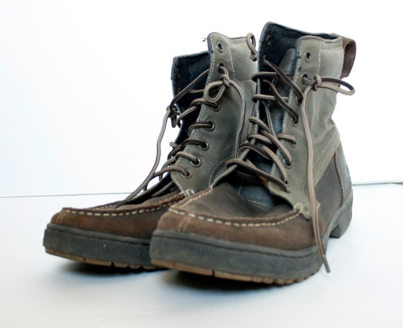 mens leather and canvas boots